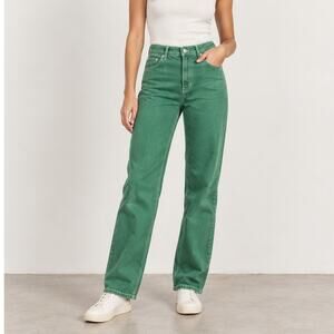 Reformation Cowboy Soft High Rise Straight Jeans Grass Green Size 26